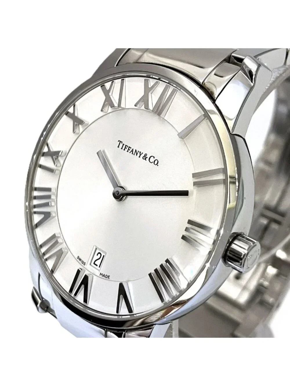 Tiffany & Co Atlas Dome Watch SS Quartz White Dial